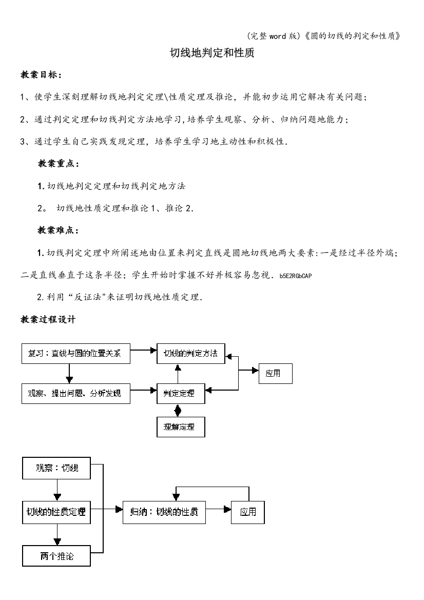 《圆的切线的判定和性质》