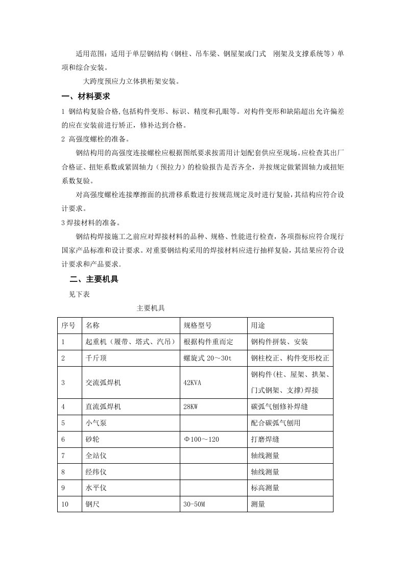 单层钢结构安装工艺doc