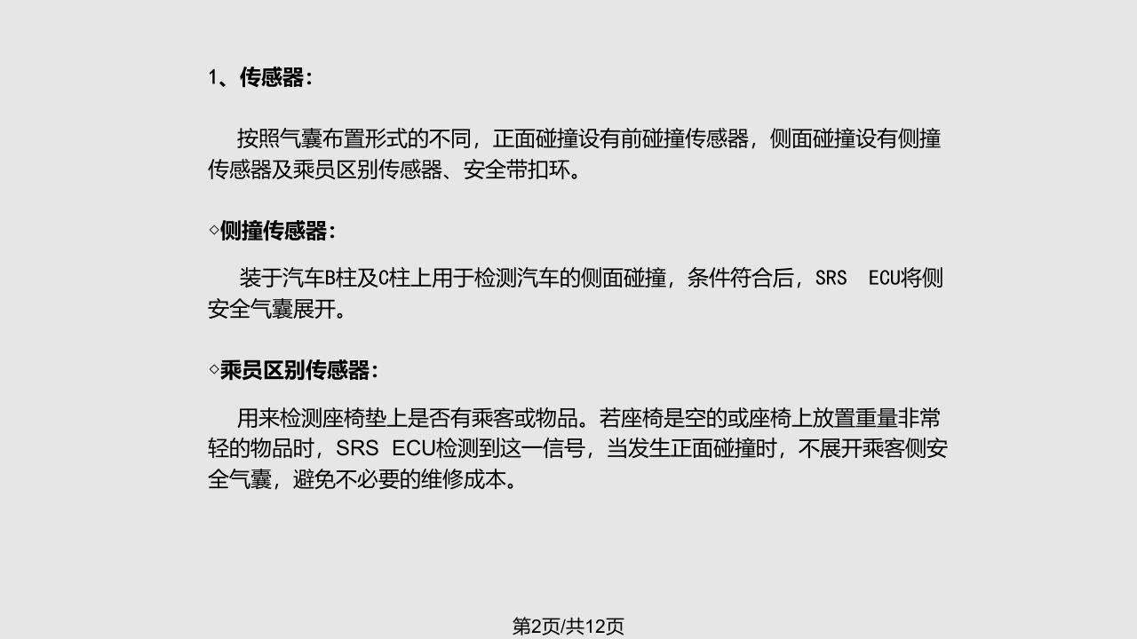 汽车SRS安全气囊系统