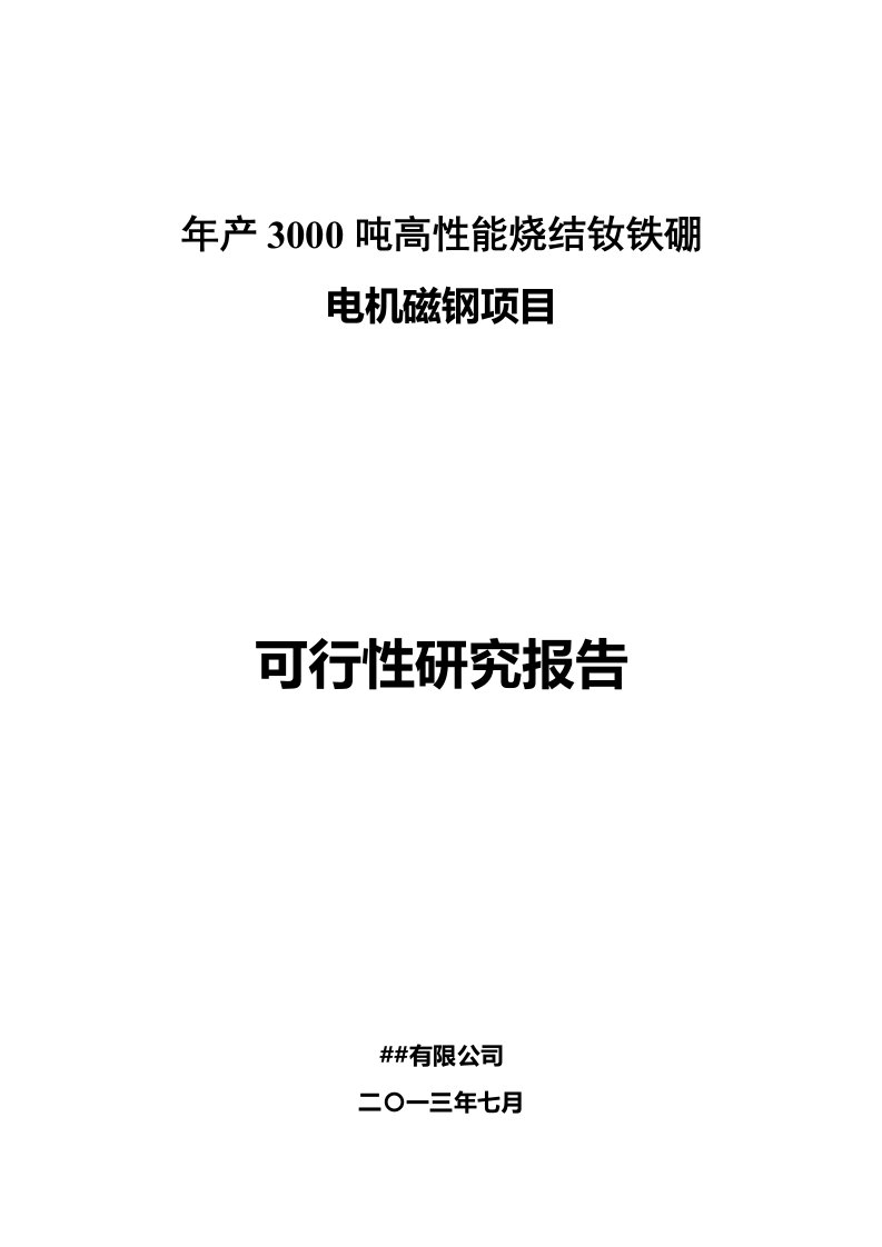 荧光磁业年产3000吨永磁电机磁钢项目可行性研究报告