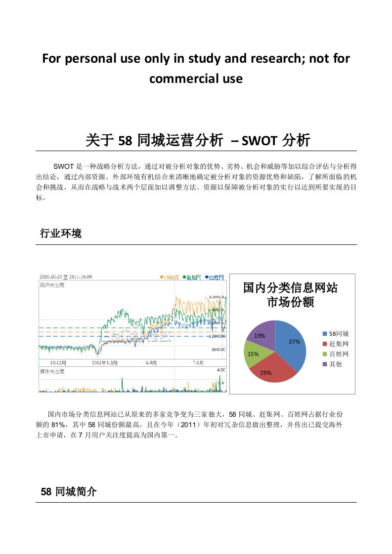 58同城-SWOT