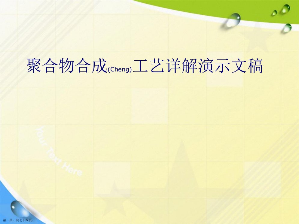 聚合物合成工艺详解演示文稿