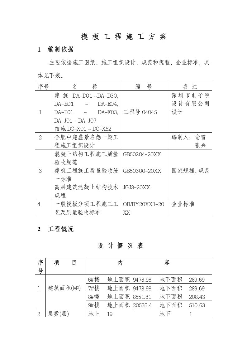 模板工程施工方案