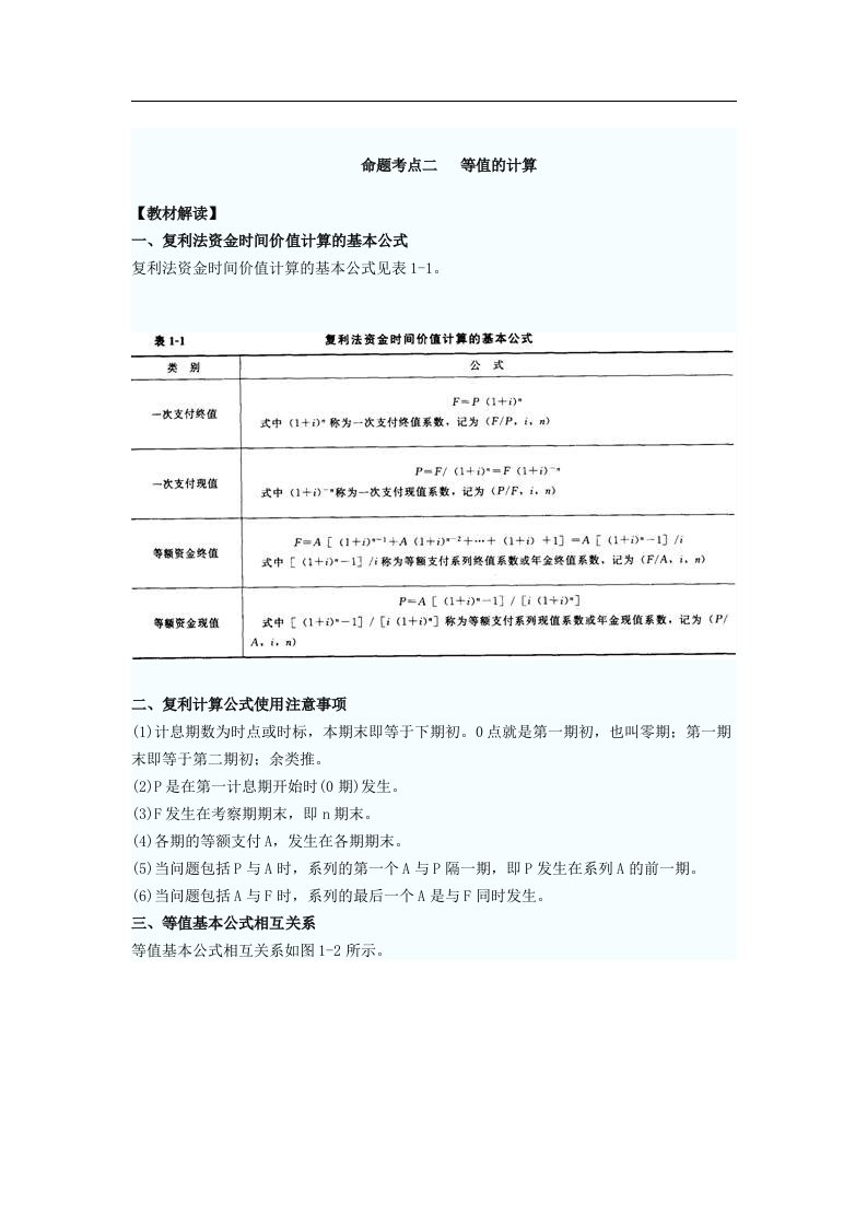 2013监理工程师投资控制等值的计算教材命题考点解析