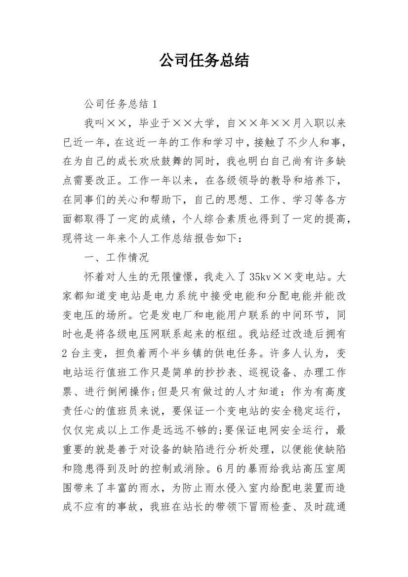 公司任务总结