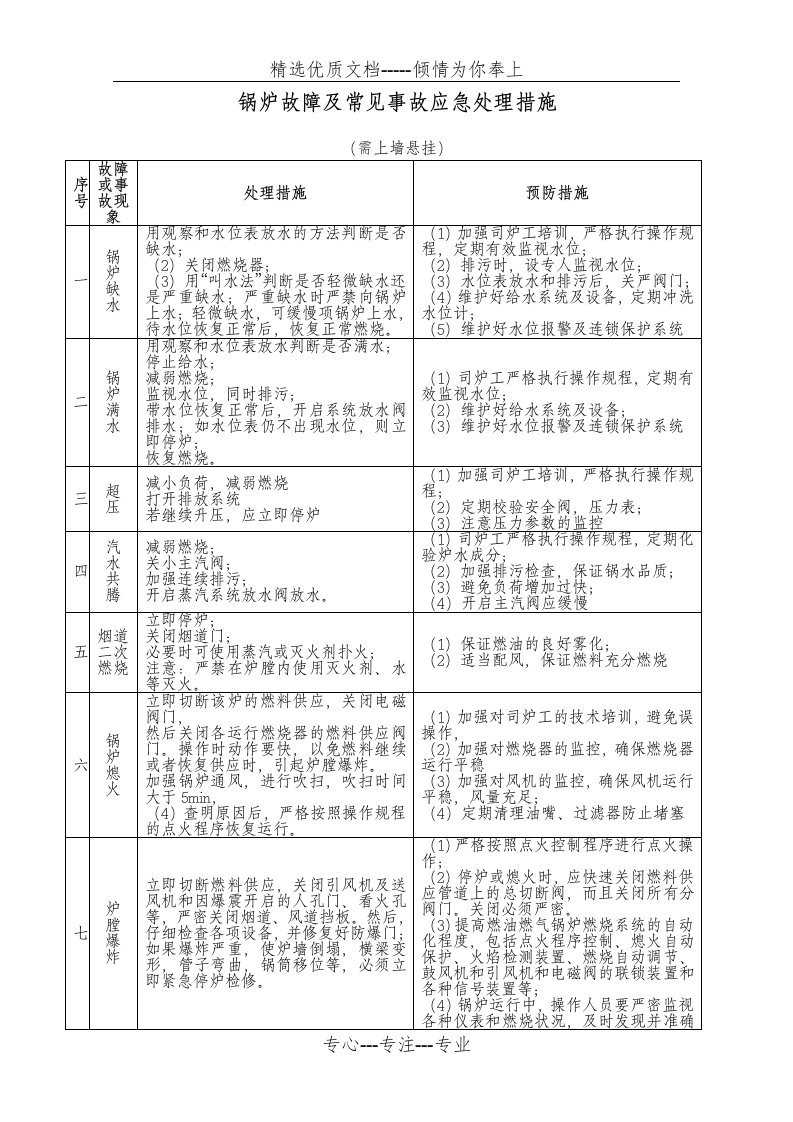 锅炉故障及常见事故应急处理措施(共8页)