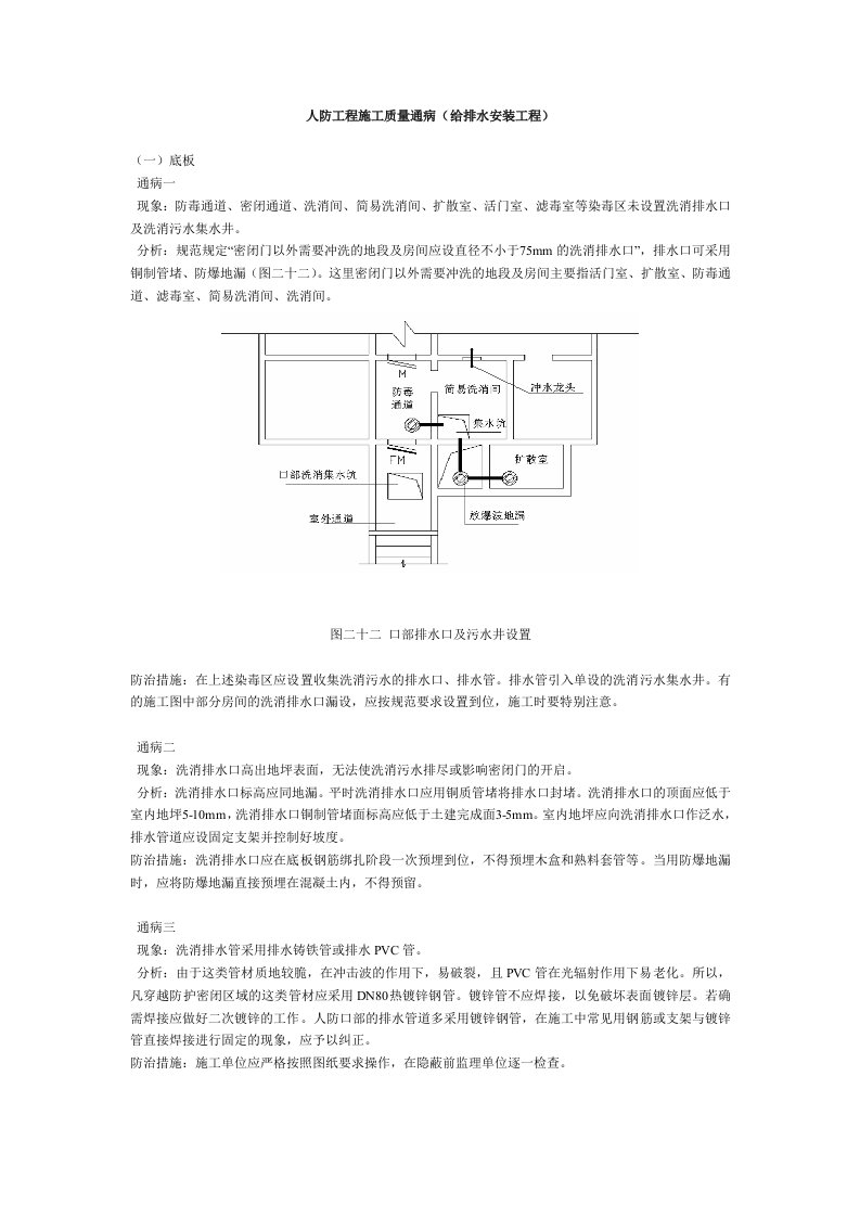 人防工程施工质量通病(安装)