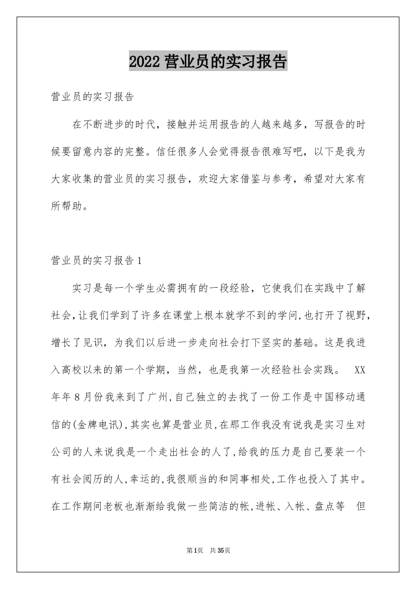 2022营业员的实习报告_3