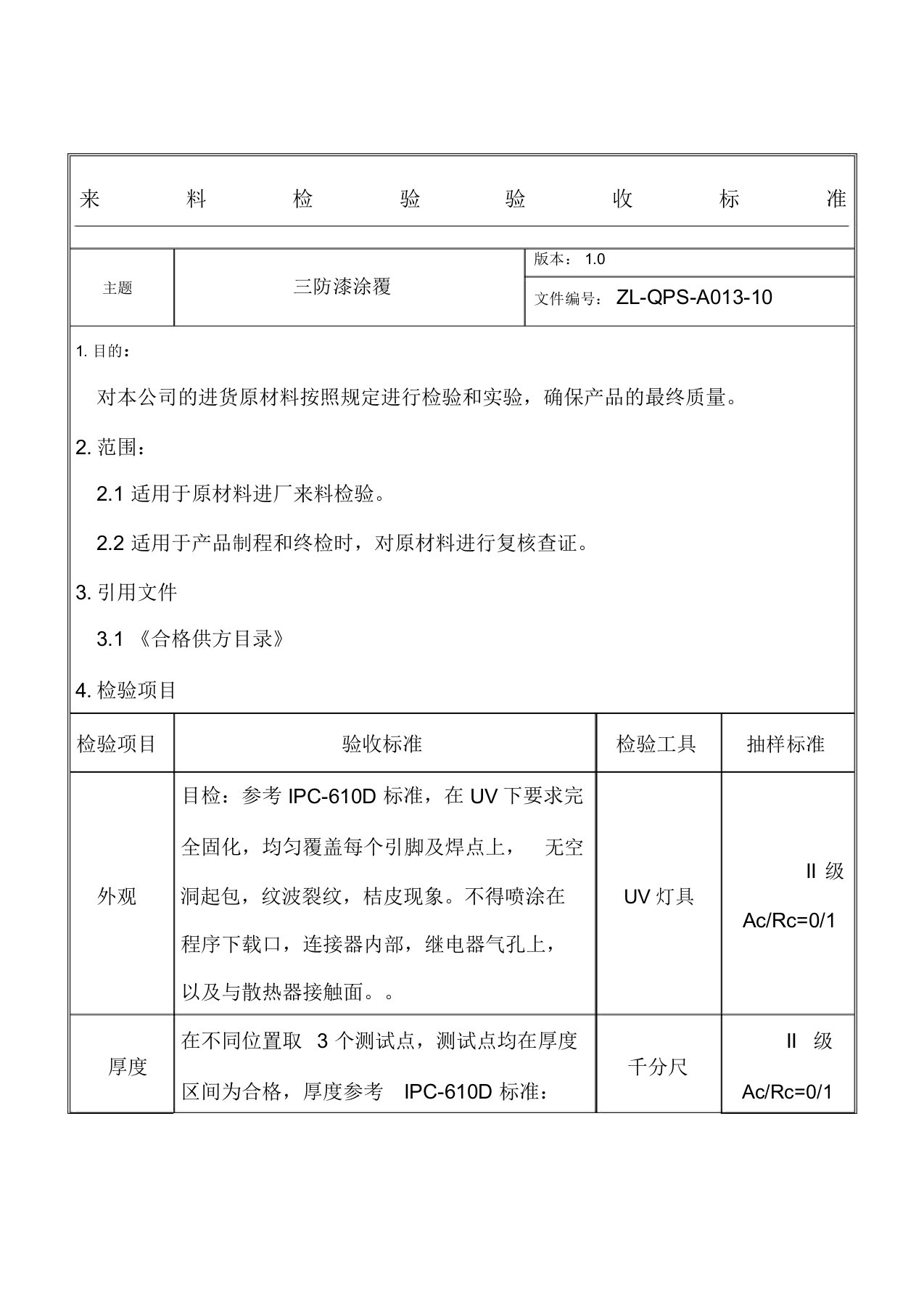 检验标准PCBA三防漆