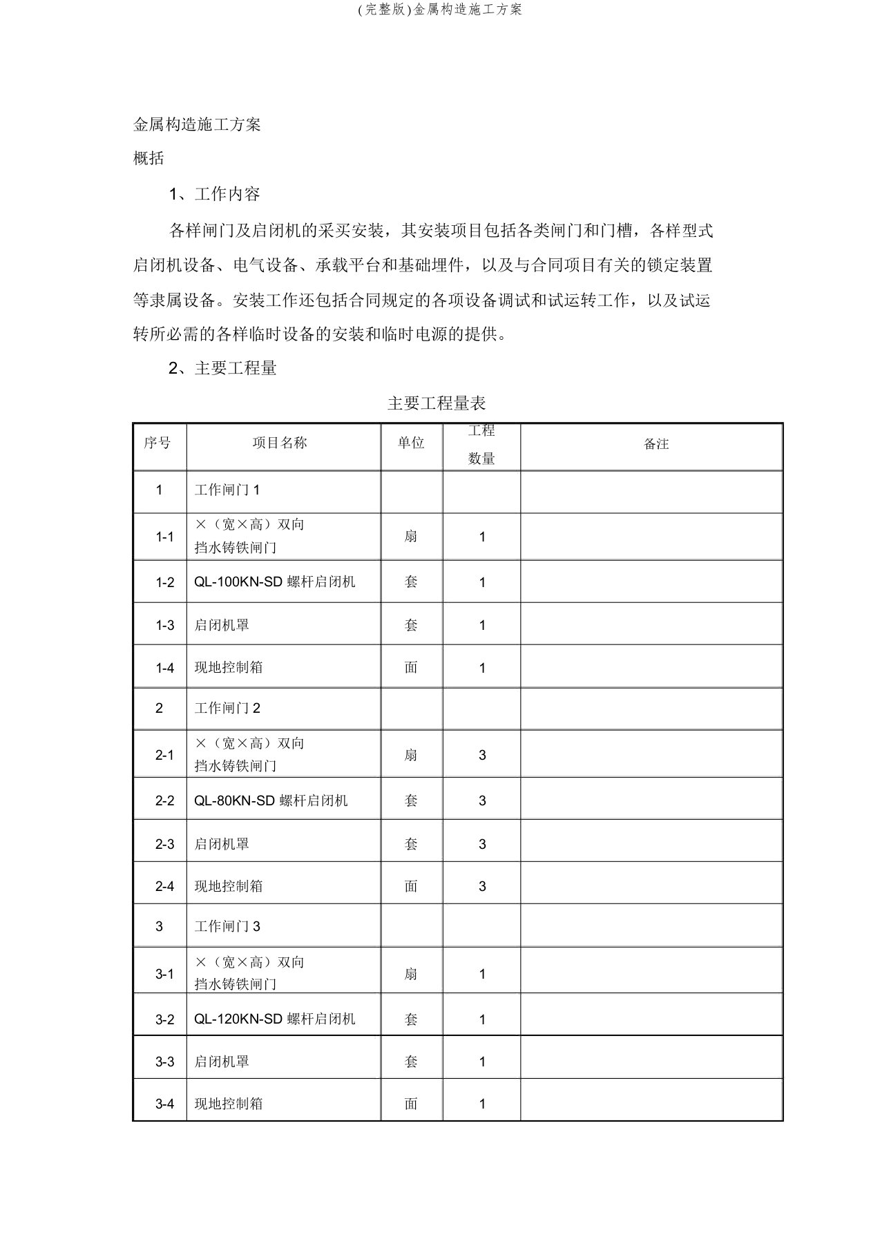 (完整版)金属结构施工方案