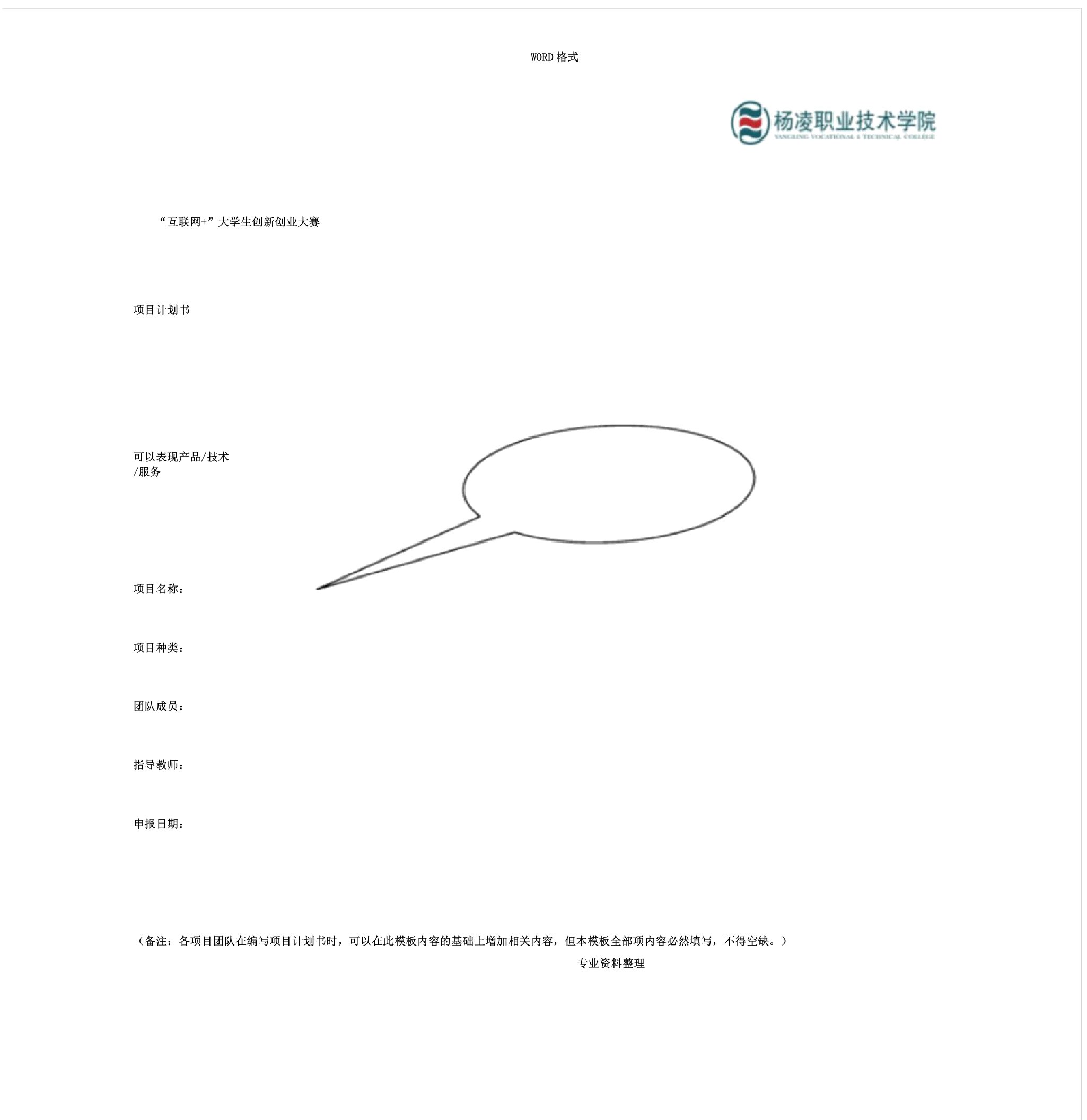 互联网创新创业项目计划书