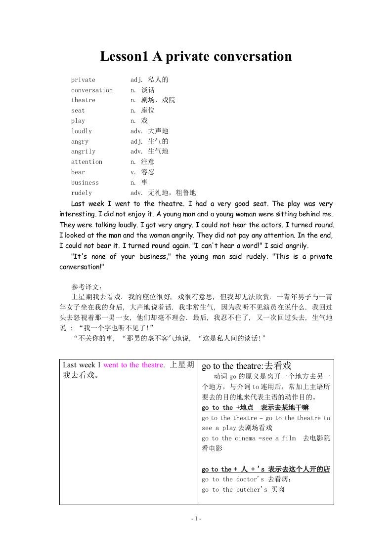 新概念第二册Lesson1Aprivateconversation详解