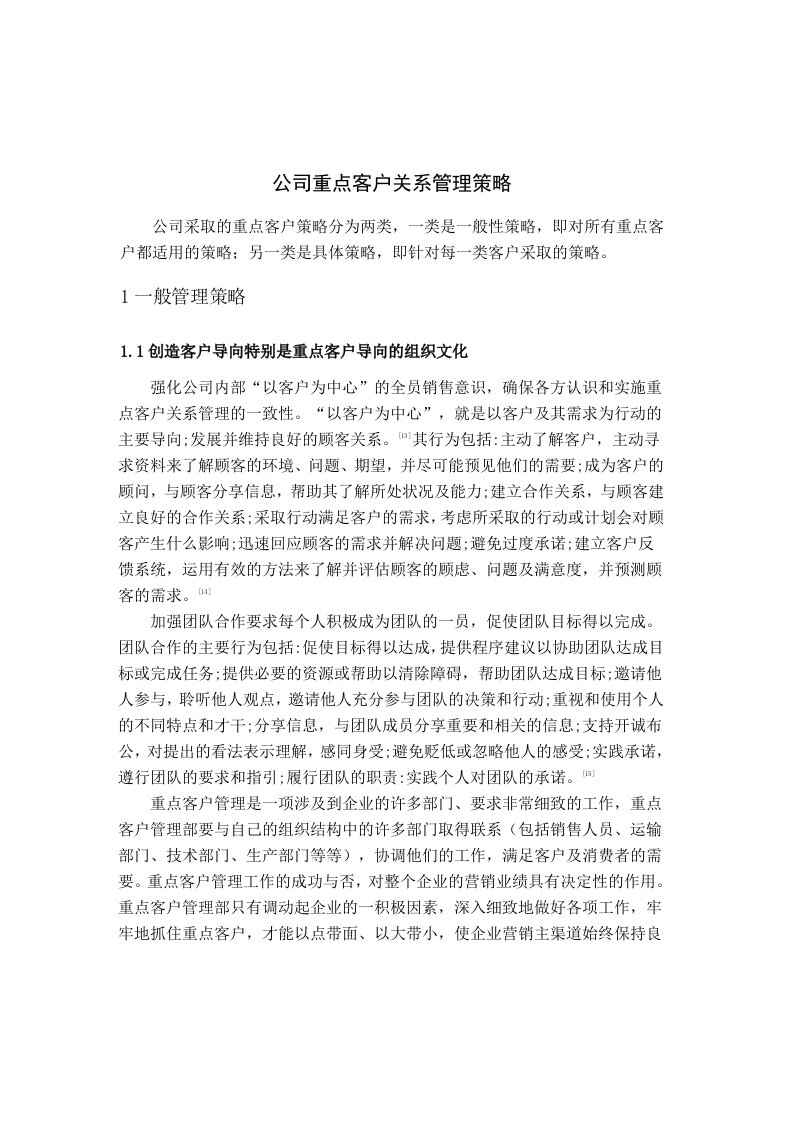 公司重点客户关系管理策略