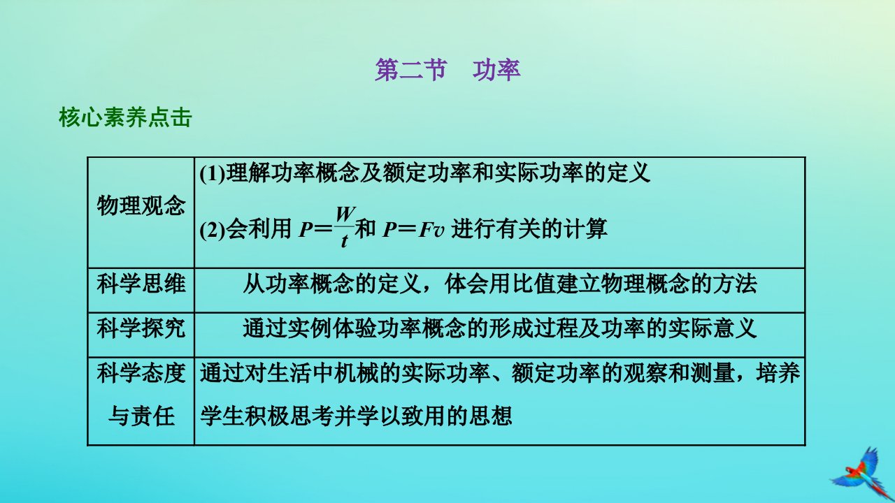 2023新教材高中物理第四章机械能及其守恒定律第二节功率课件粤教版必修第二册