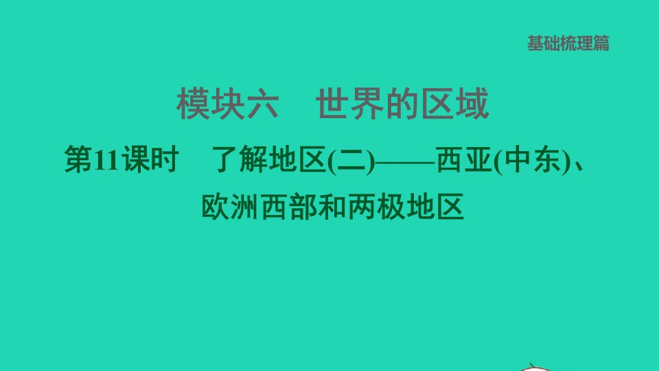 福建专版2022中考地理模块六世界的区域第11课时了解地区二__西亚中东欧洲西部和两极地区课堂讲本课件