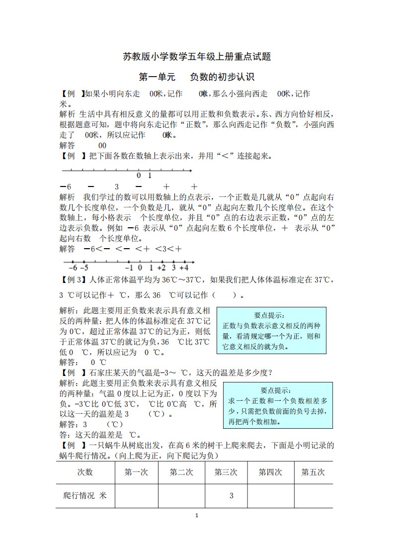 最新苏教版小学数学五年级上册重点试题(全册)