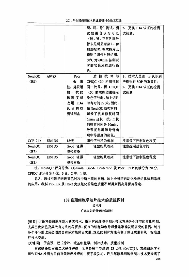 宫颈细胞学制片技术的质控探讨