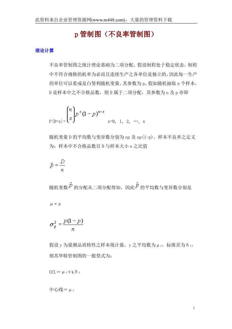 某公司品质培训教材--p管制图（DOC19）不良率管制图-品质管理