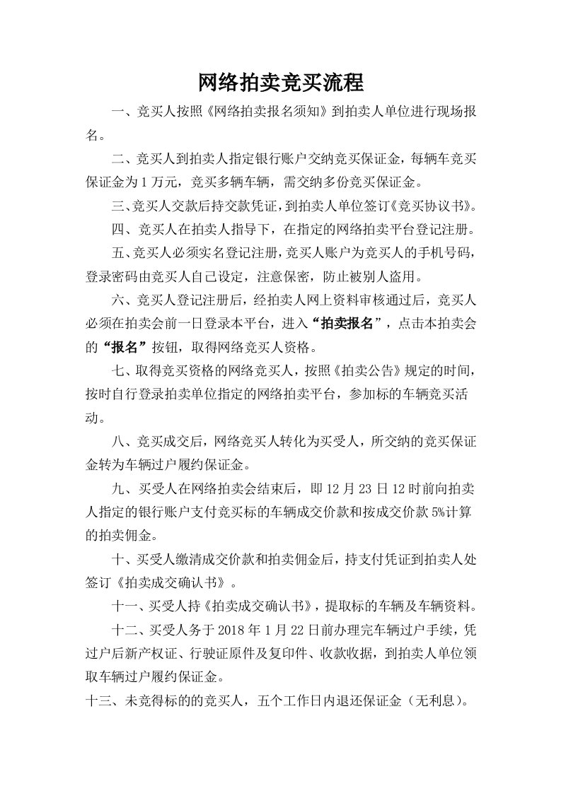 网络拍卖竞买流程