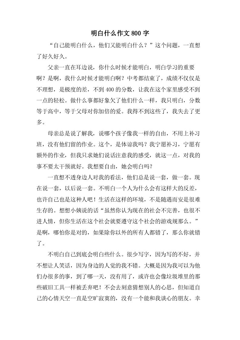 明白什么作文800字