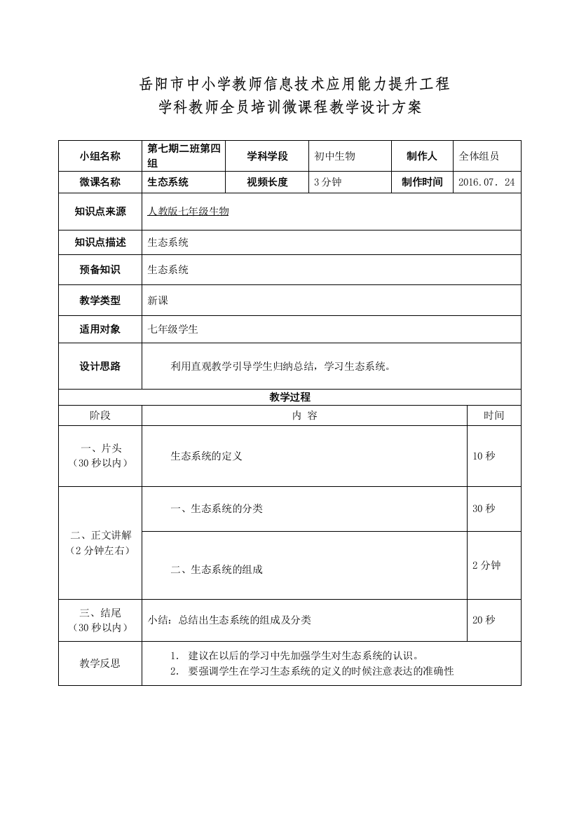 2班2组微课教学设计模板