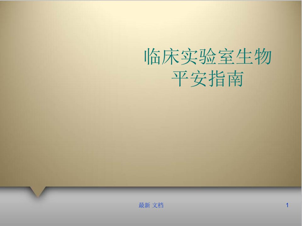 临床实验室生物安全指南（方案）演示文档