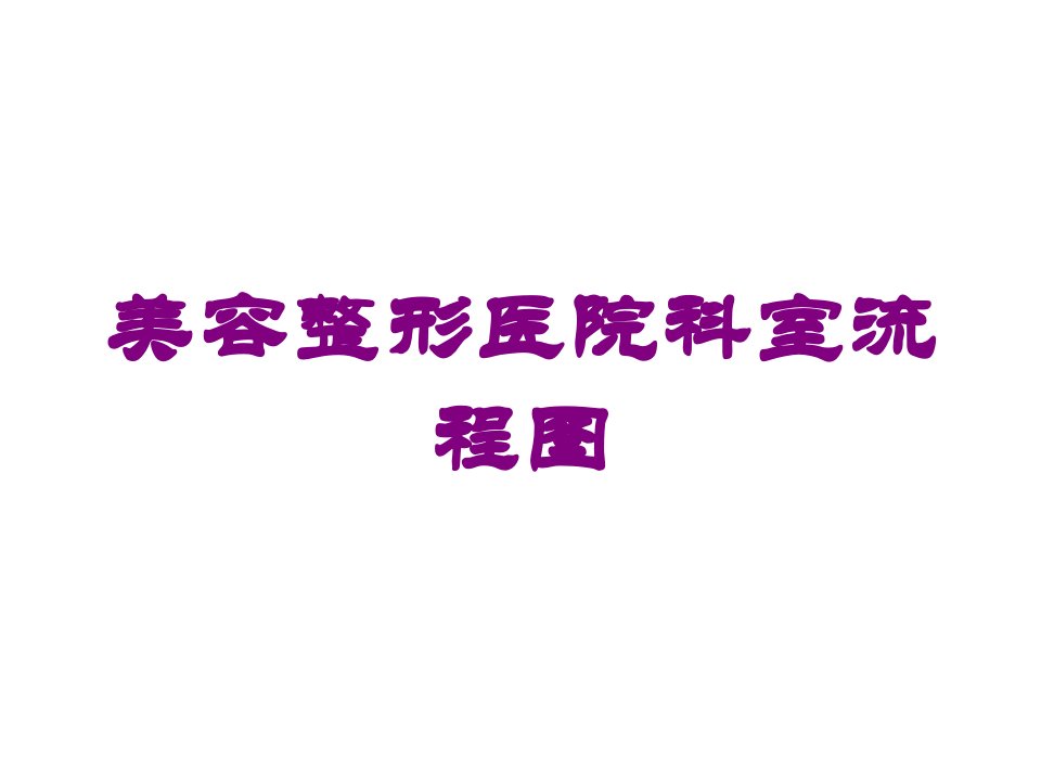 美容整形医院科室流程图培训ppt课件