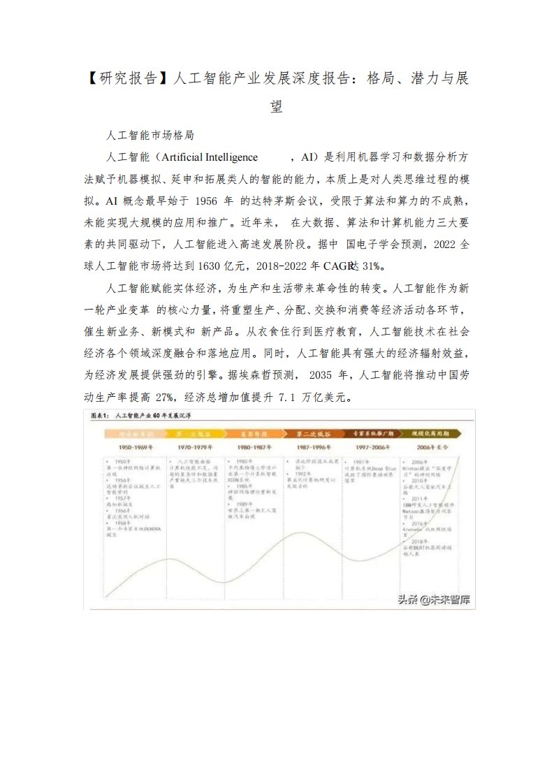 【研究报告】人工智能产业发展深度报告：格局、潜力与展望