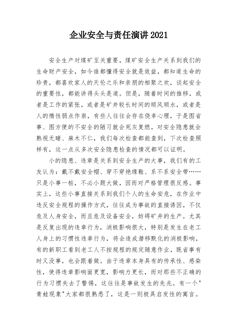 企业安全与责任演讲2021