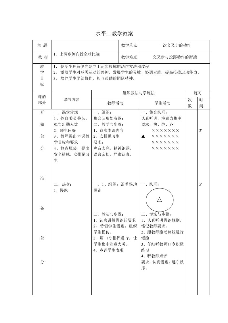 上一步侧向投垒球掷远