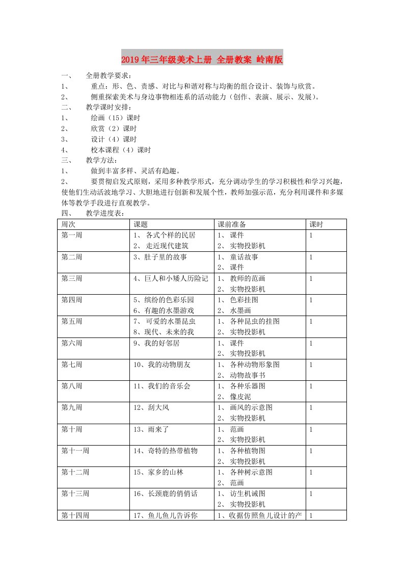 2019年三年级美术上册