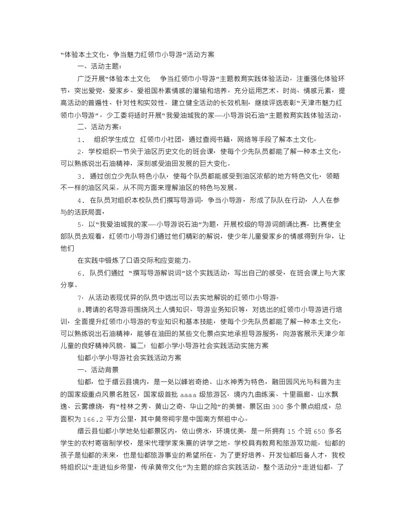 小导游活动方案