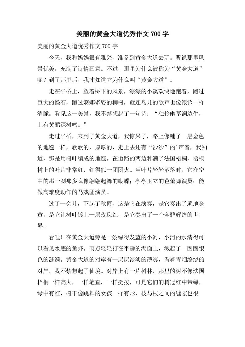 美丽的黄金大道作文700字