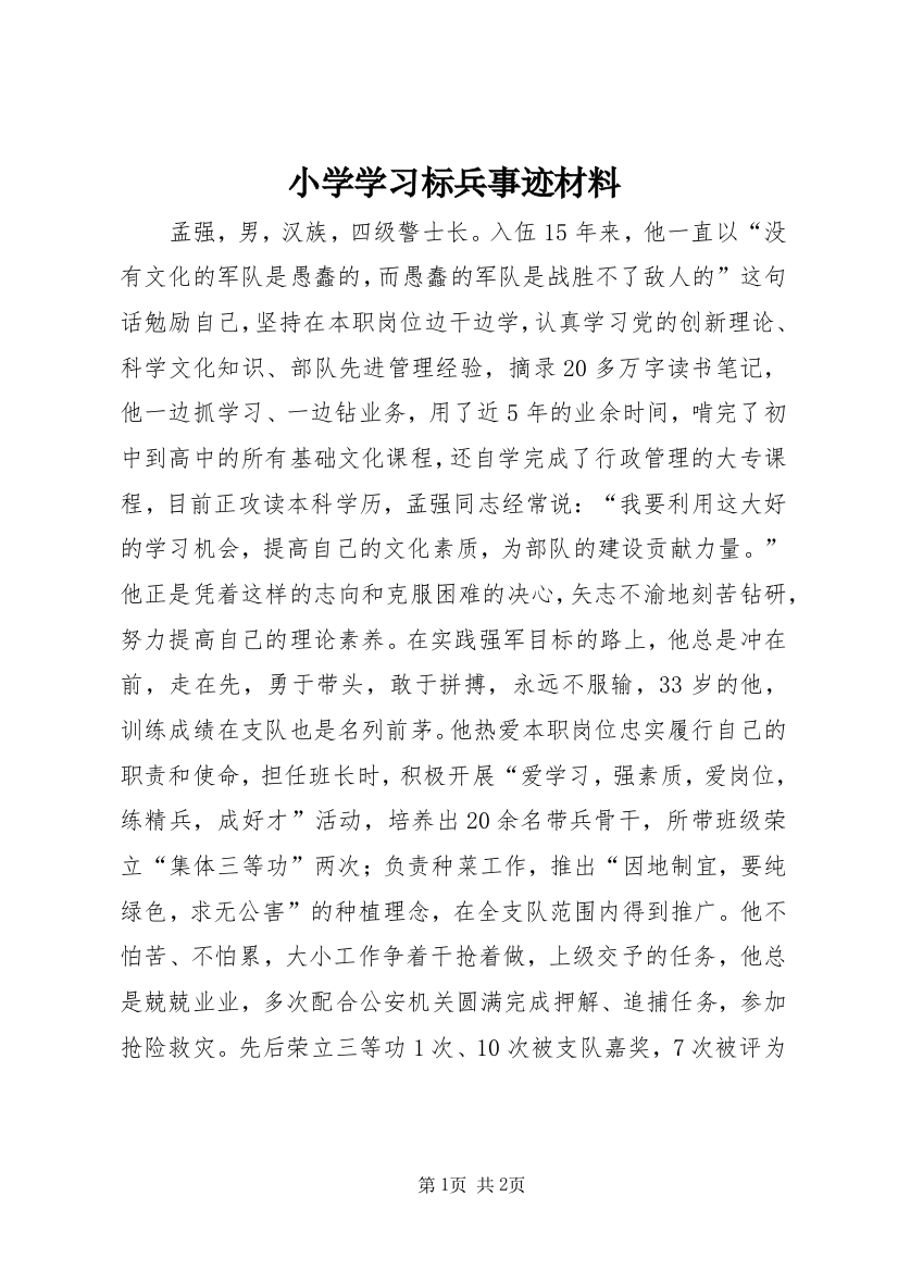 小学学习标兵事迹材料