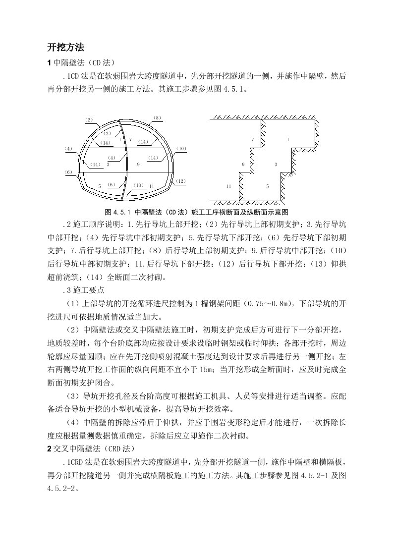 隧道开挖方法CD法CRD法