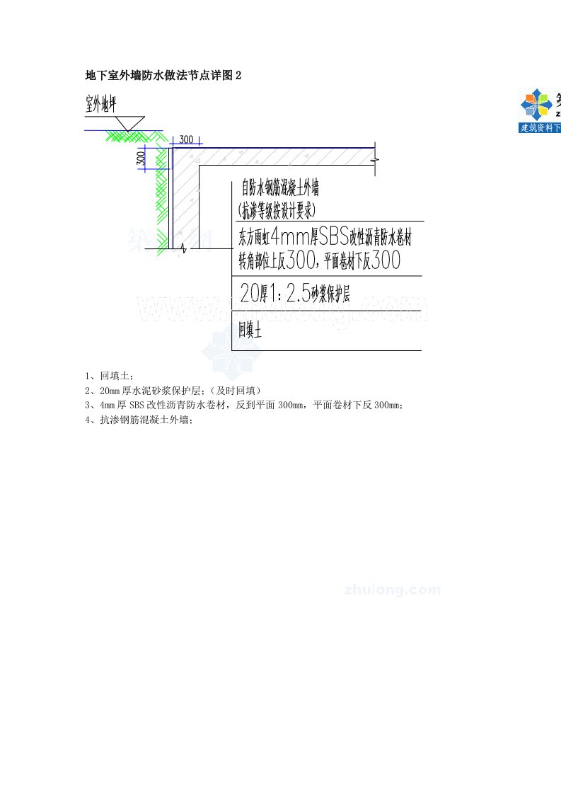 地下室外墙防水做法节点详图2