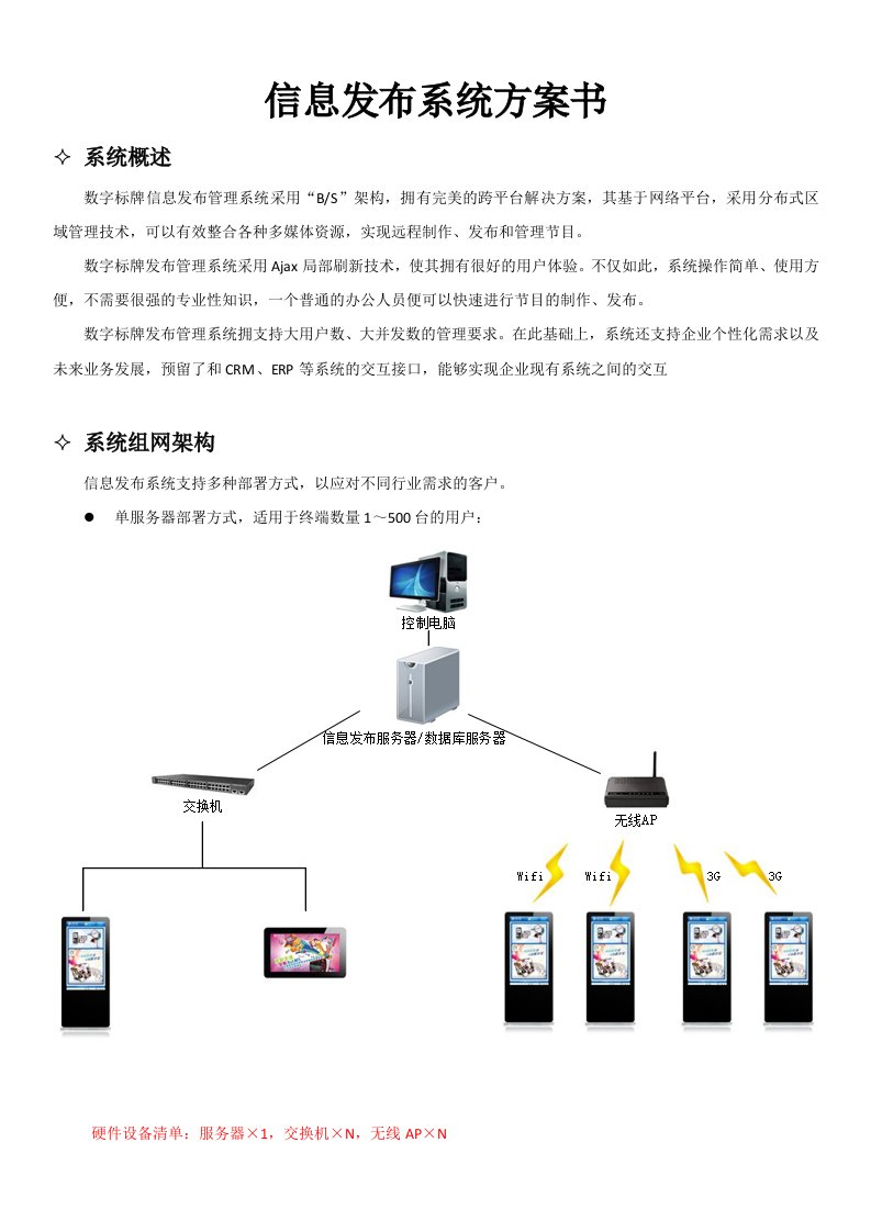 信息发布系统功能方案书