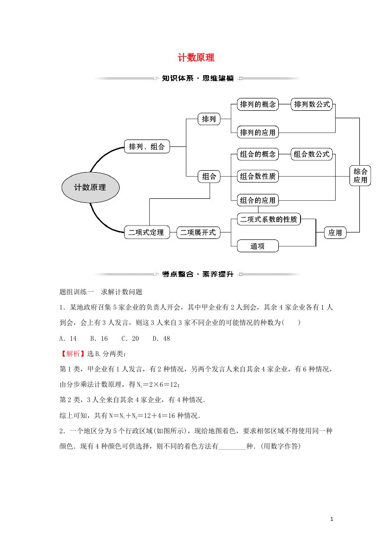 2021_2022学年高中数学第一章计数原理阶段提升课学案新人教A版选修2_3