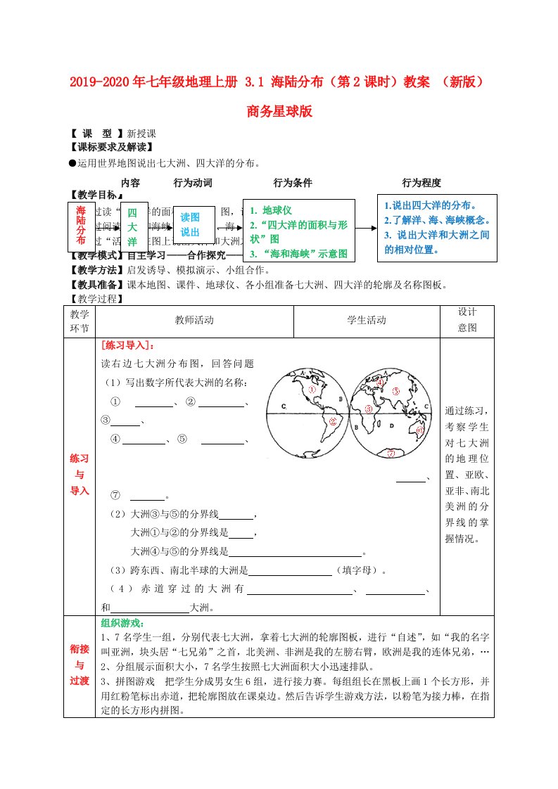 2019-2020年七年级地理上册