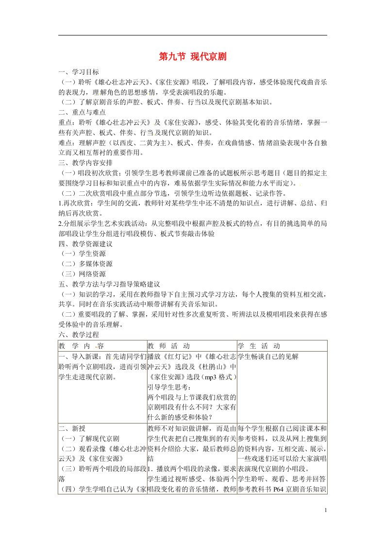 高中音乐《第四单元