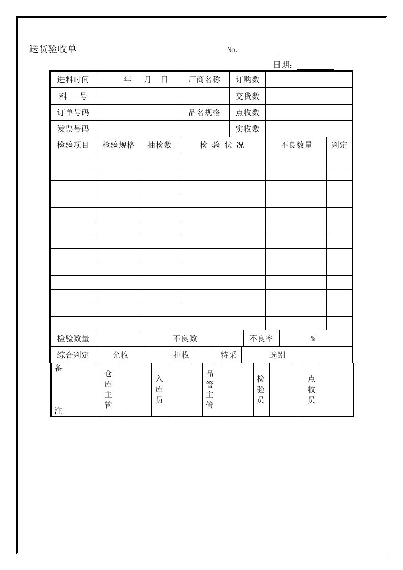 工厂物料管理表格