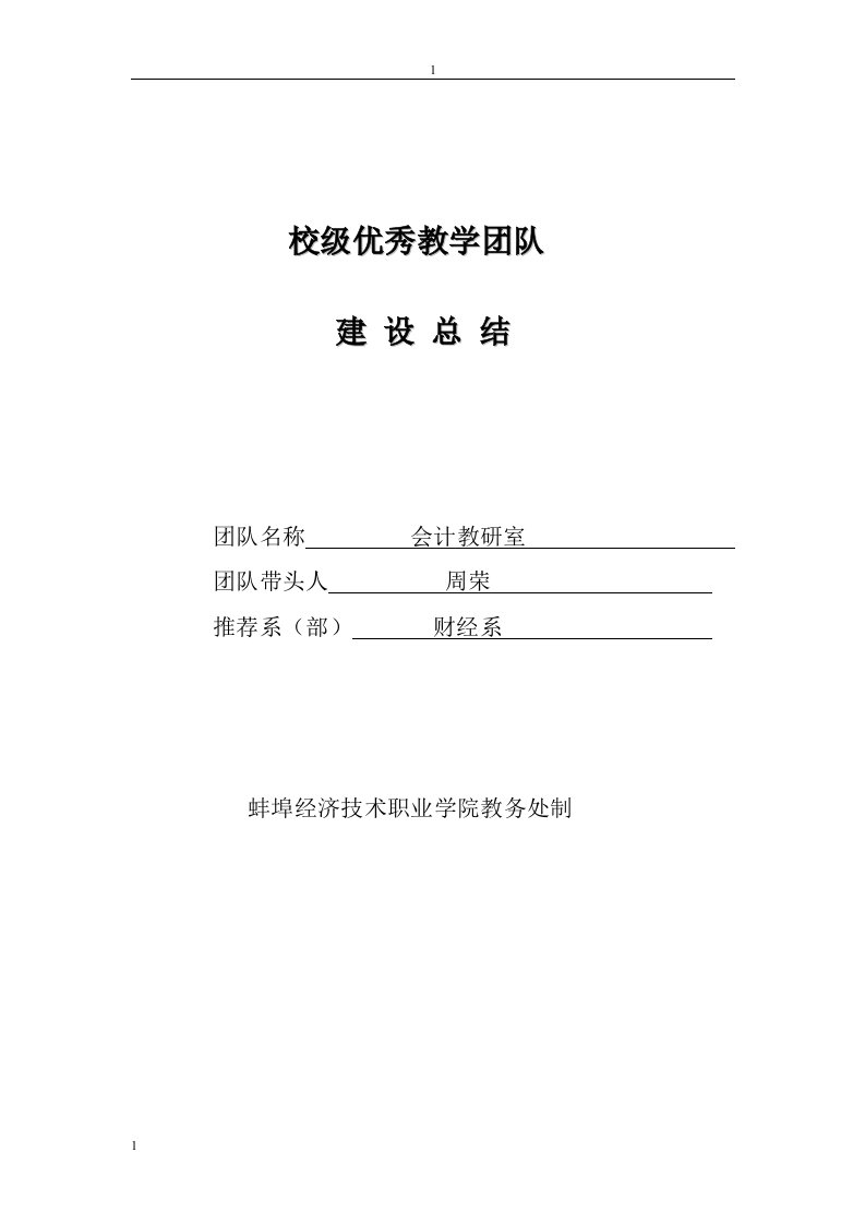 校级优秀教学团队建设总结