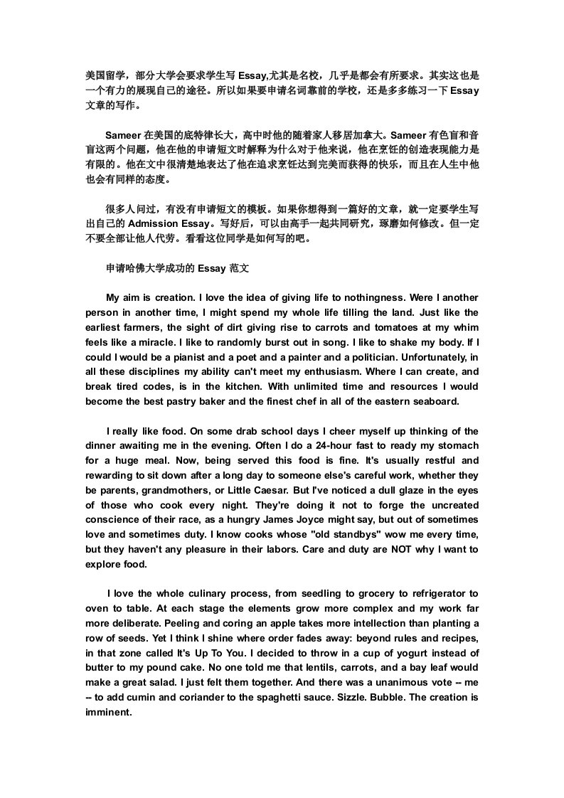 申请国外大学的优秀essay