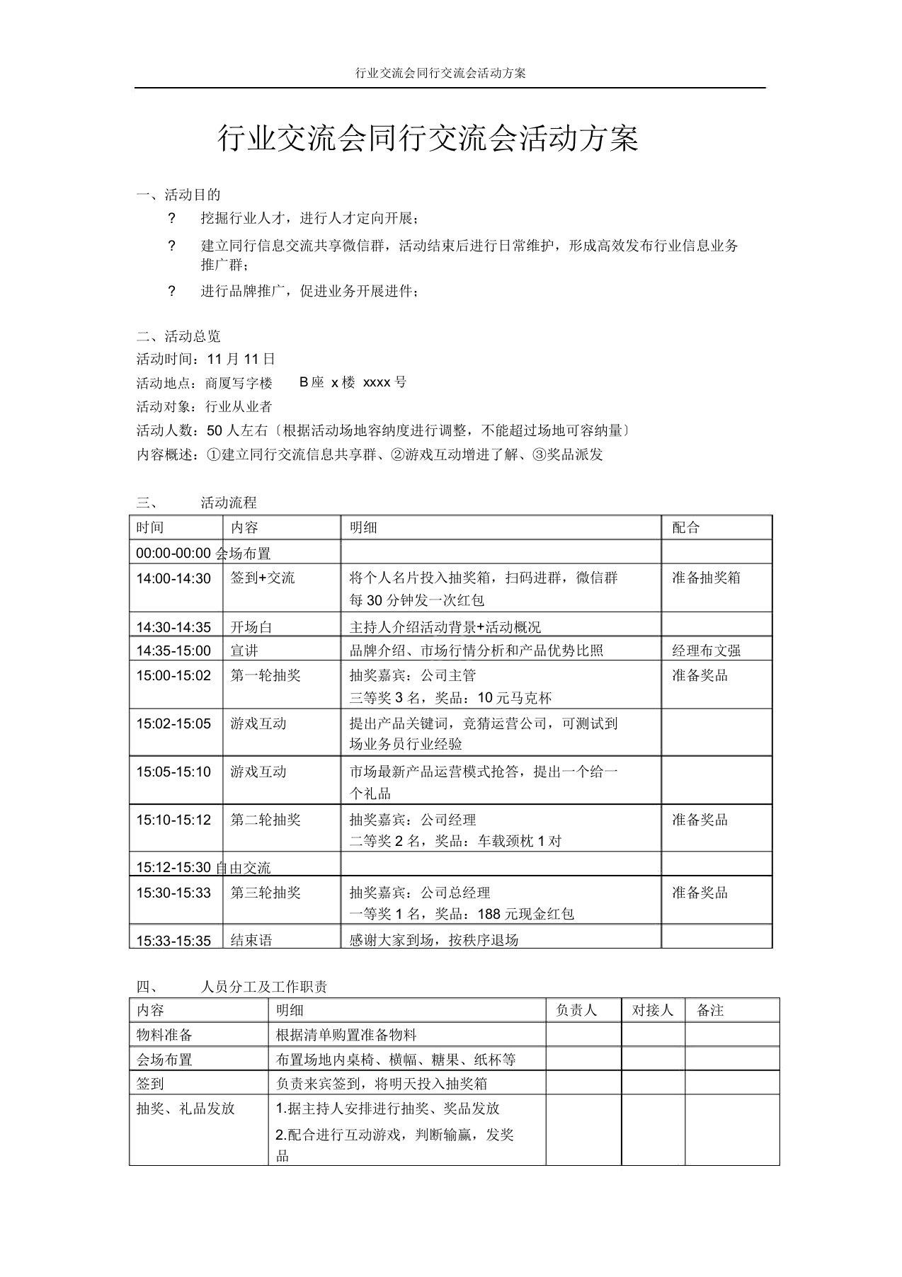 行业交流会同行交流会活动方案