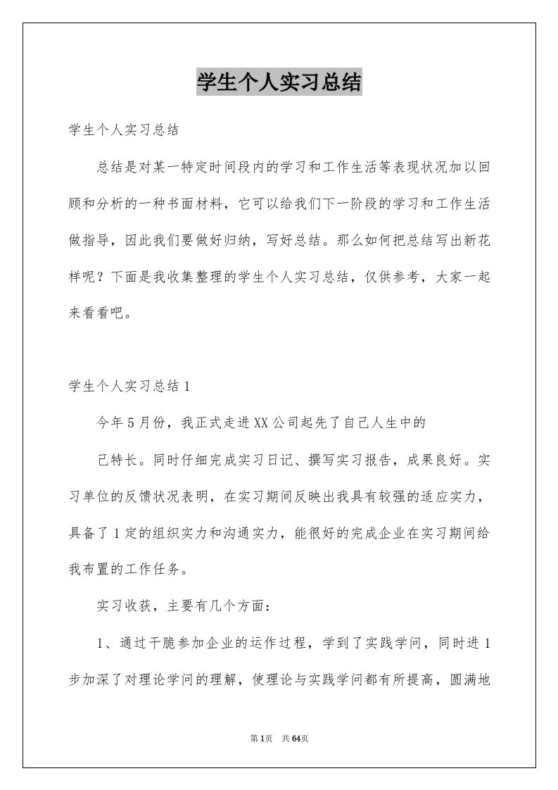 学生个人实习总结范本