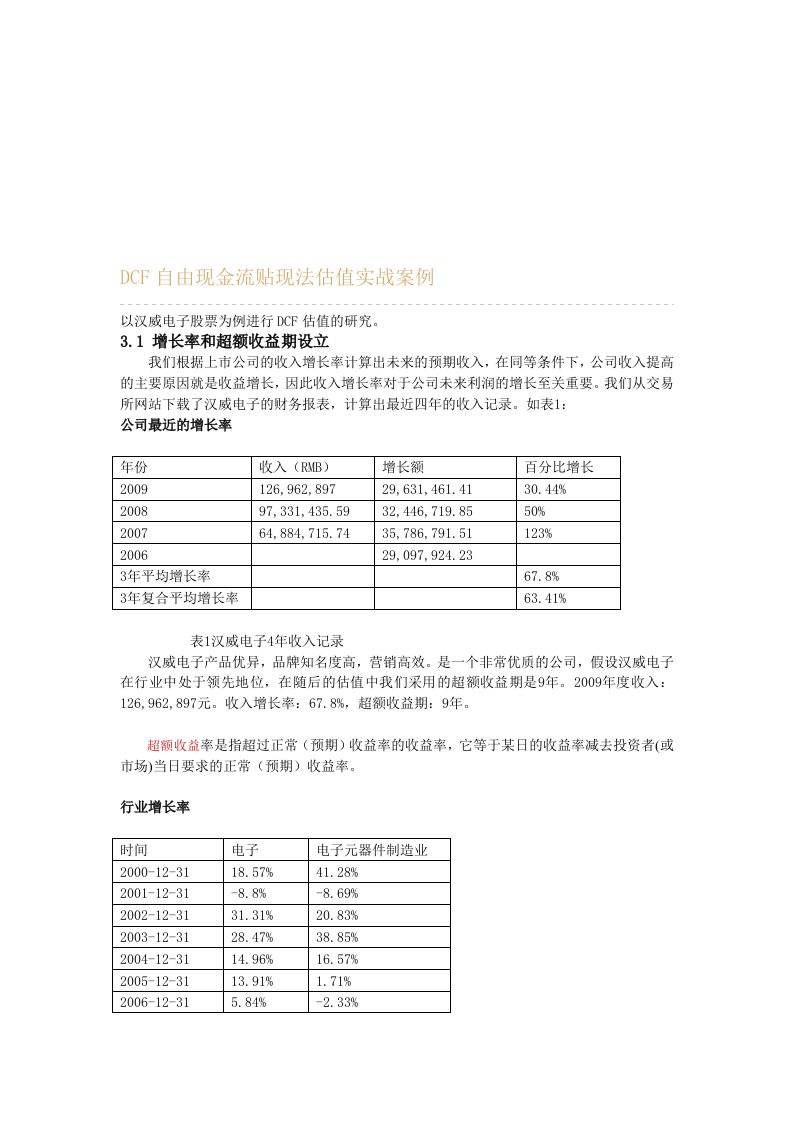 自由现金流贴现法估值案例分析