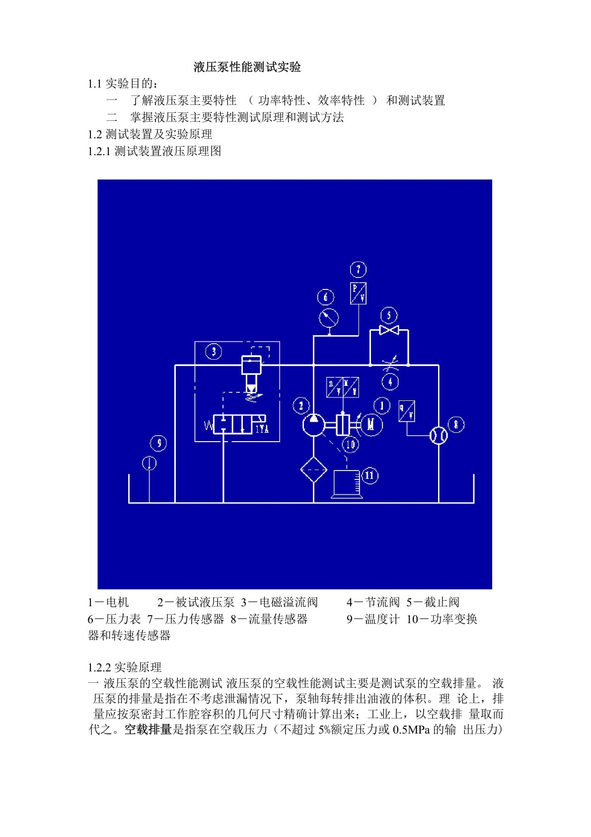 液压泵性能测试实验