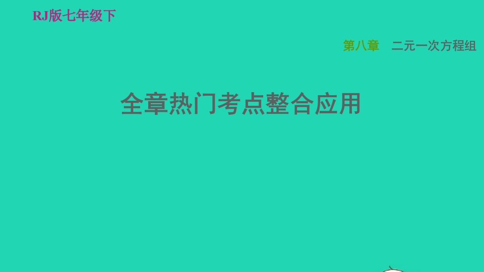 2022春七年级数学下册第八章二元一次方程组全章热门考点整合应用习题课件新版新人教版