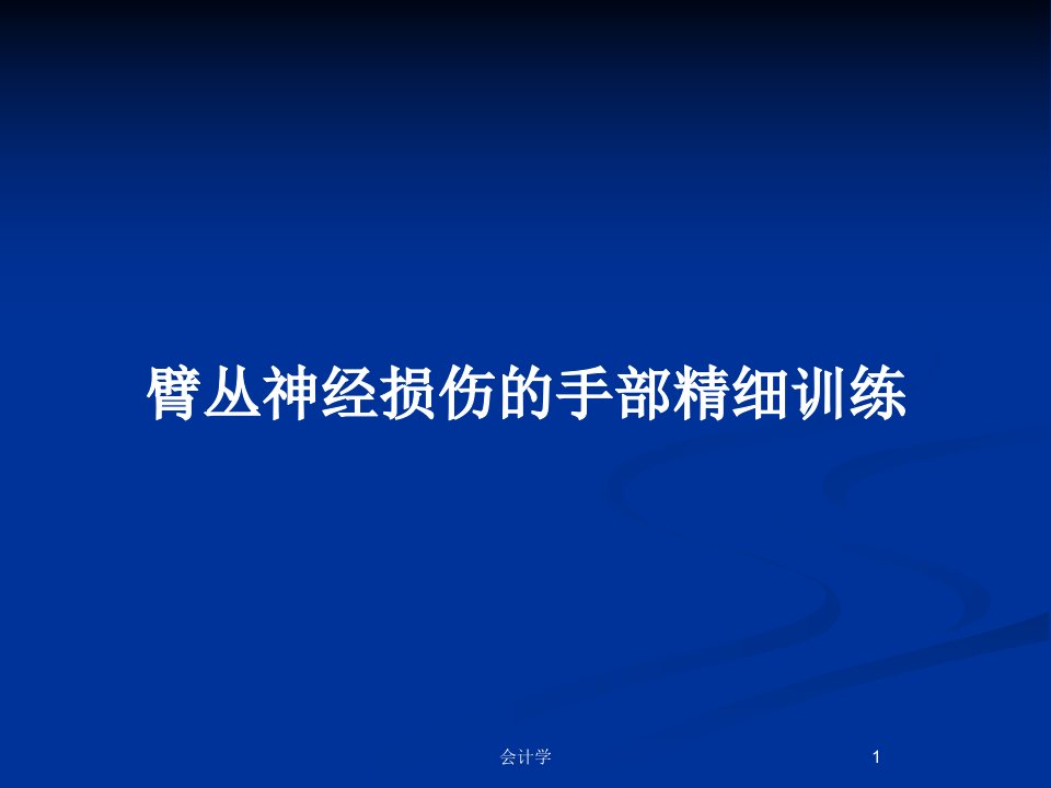 臂丛神经损伤的手部精细训练PPT教案