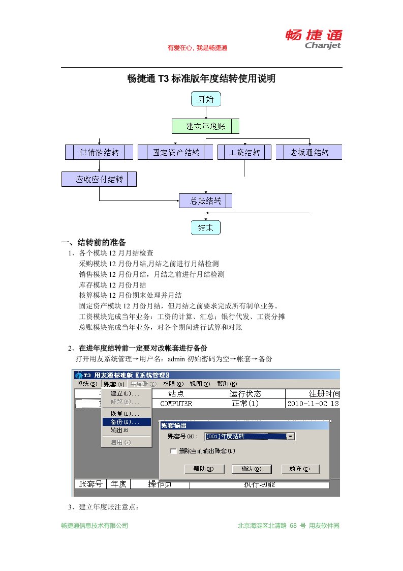 畅捷通T3标准版年度结转使用说明